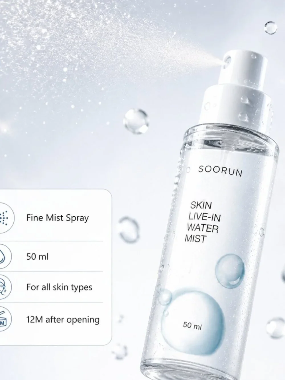 SOORUN Skin Live-In Water Mist 1.7oz NEW Sealed